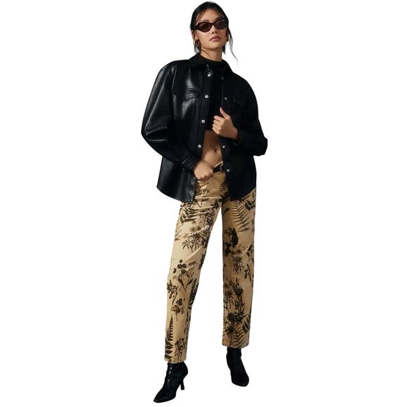 Pilcro Anthropologie Wanderer Mid-Rise Corduroy Pants Beige Floral Women’s 30 - Picture 2 of 16